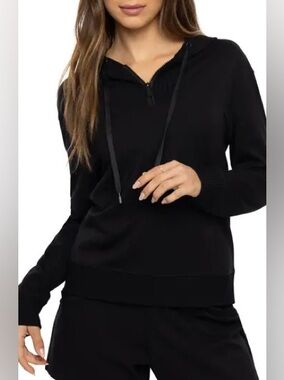 NWT Travis Mathew Friday Black Ponte Half Zip Hoodie Size Small